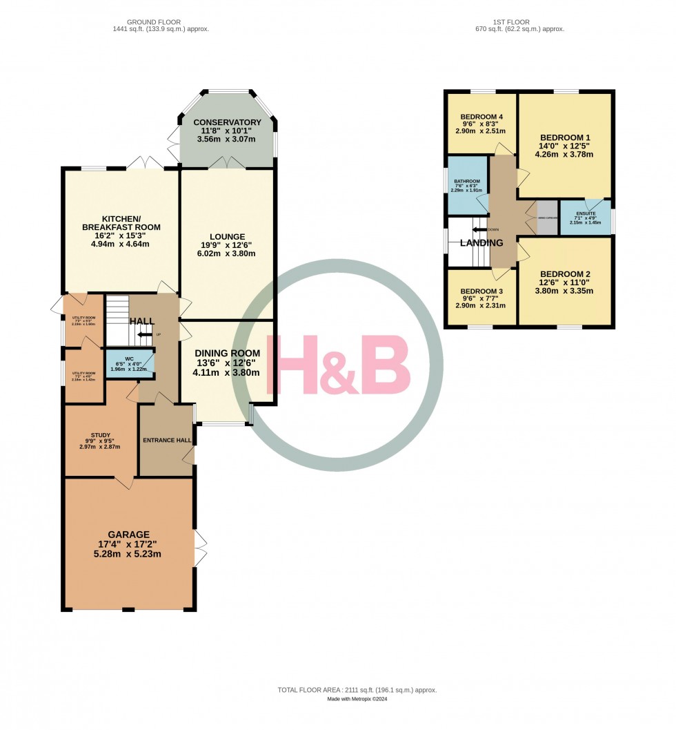 Floorplan for Priory Avenue, Old Harlow